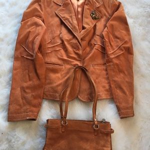 Wilsons Orange Suede Blazer w/Matching Purse